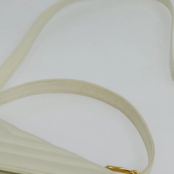 SAINT LAURENT Hand Bag Leather 2way White Gold Auth 137683 - Picture 9 of 16